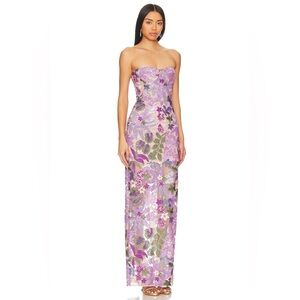 NWOT BRONX AND BANCO Dahlia Strapless Floral-Embroidered Sequin Gown